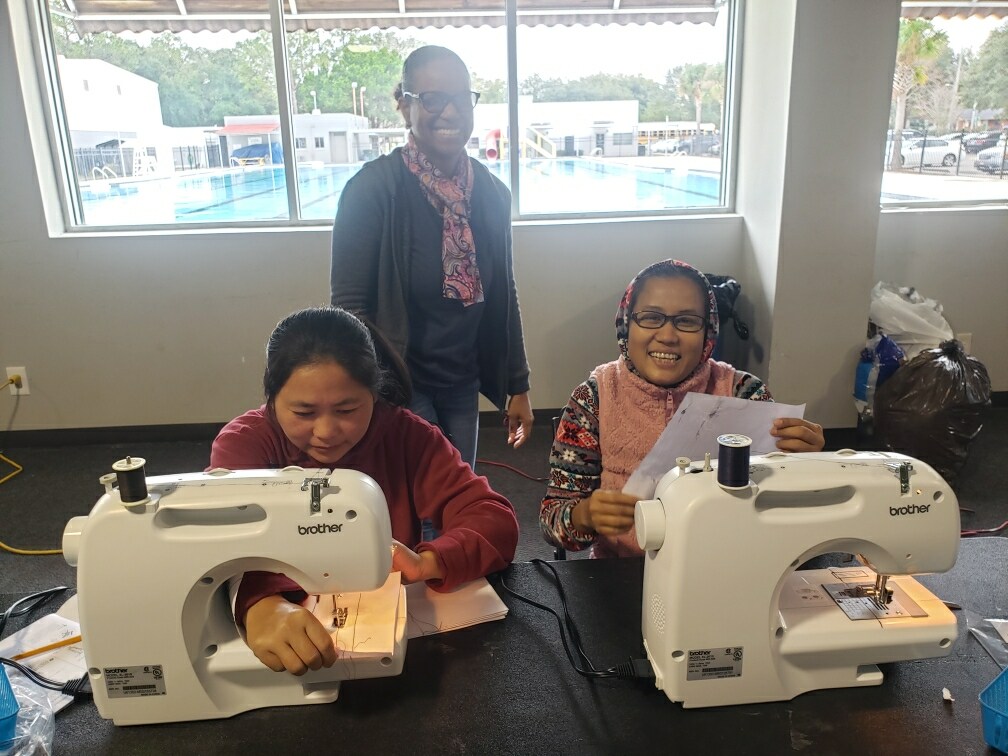 women attending sewing class at the YMCA