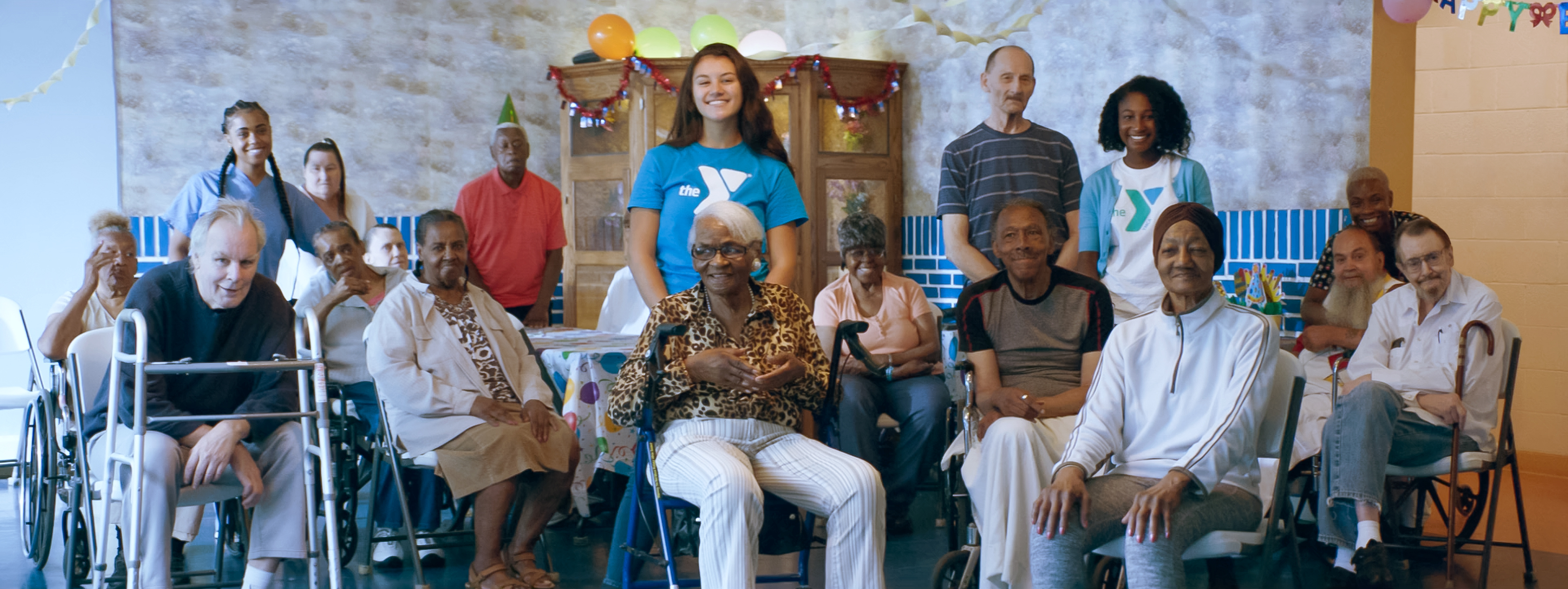 YMCA volunteers helping seniors