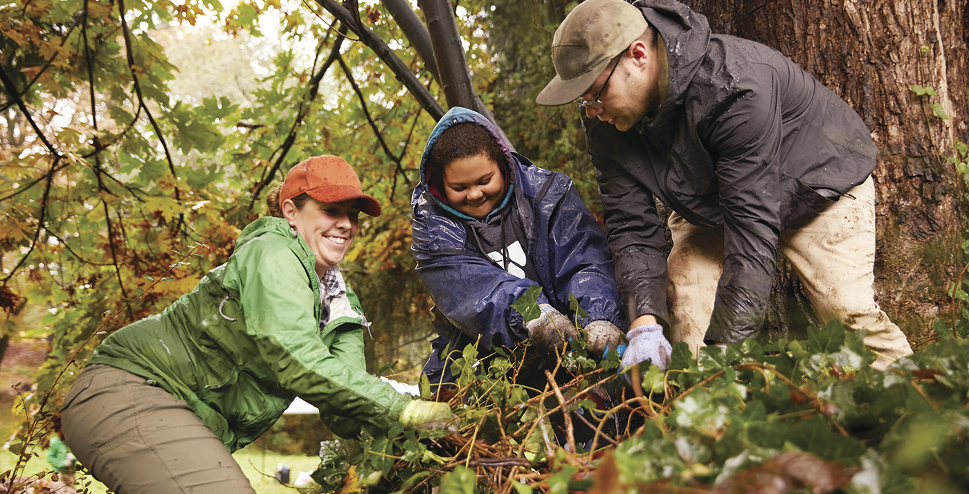 YMCA members working together outdoors
