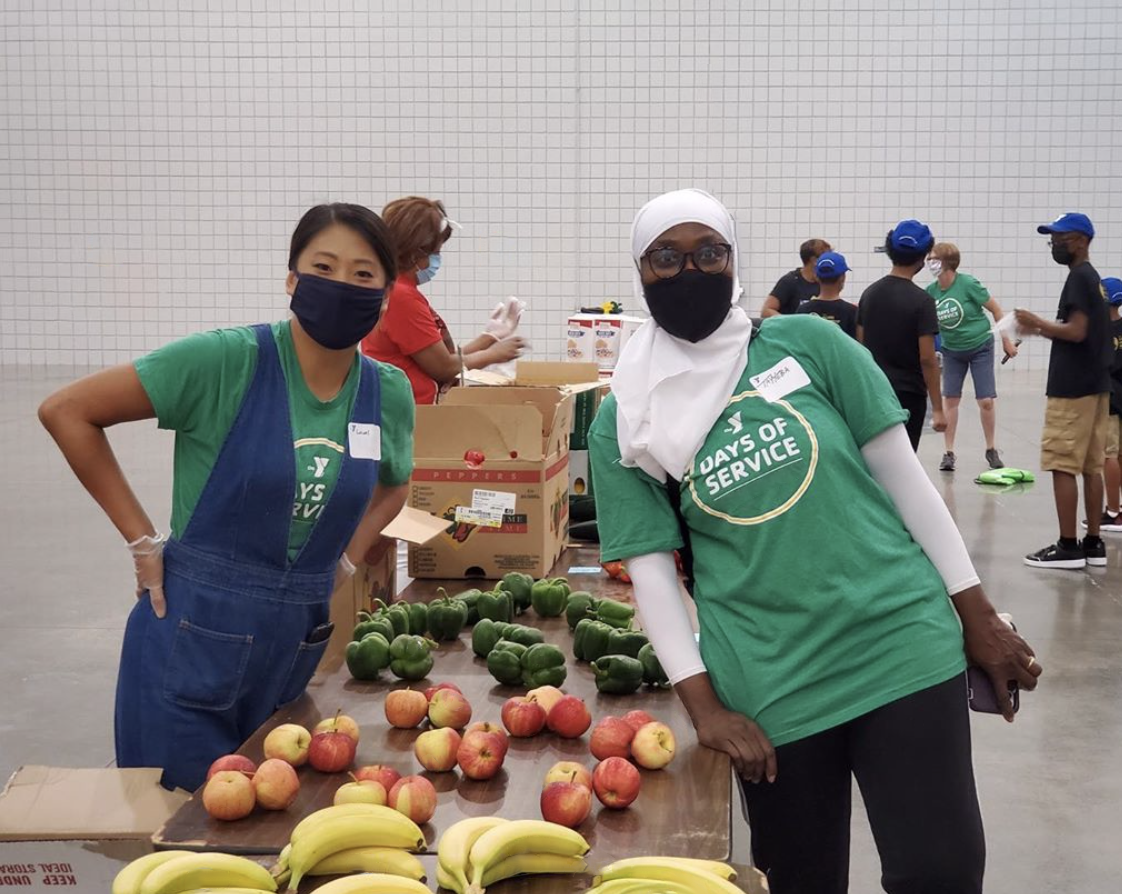 Women preparing fruit at food pantry - YMCA