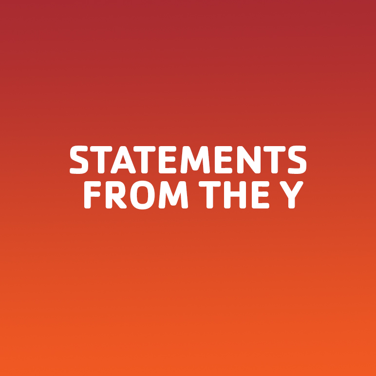 Red gradient background with "Statements from the Y" written on it
