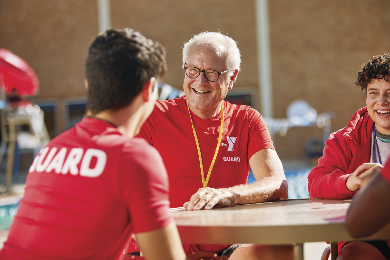 Older lifeguard at YMCA