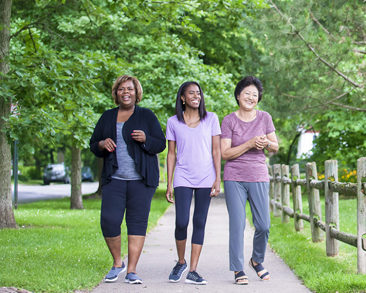 Woman walking in a park