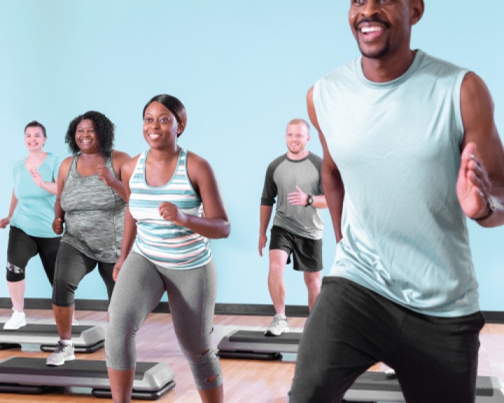 Man in a cardio class